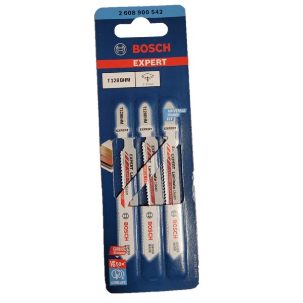 photo d'un set de 3 lames pour scie sauteuse, de marque Bosch, référence 2 608 900 542